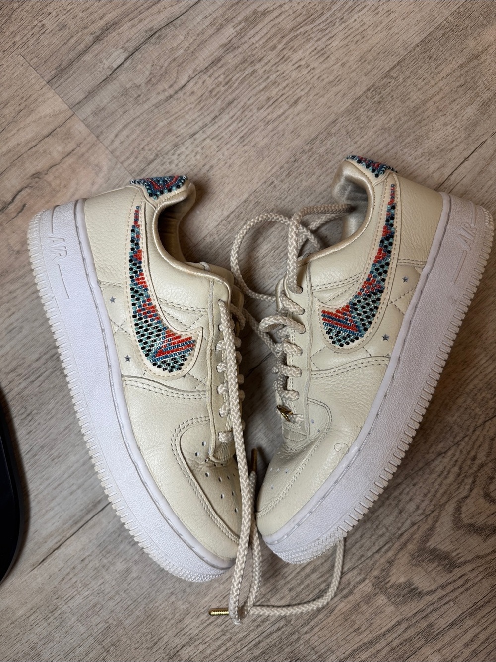 Nike Air Force 1 Low Premium Goods Collab Beaded Swoosh Cream Size 5.5